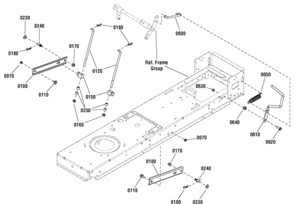 Lift Group Diagram and Parts List for 2690992-ELB125380 2011 Briggs and Stratton Lawn Tractor